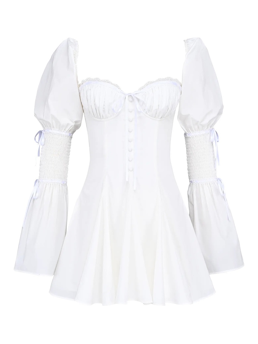 House of CB White Puff-Sleeve Mini Dress